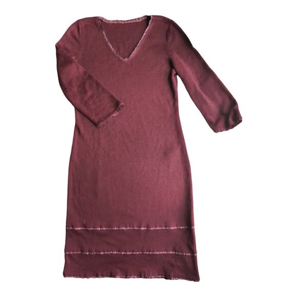 Roccobarocco burgundy wool blend sweater  dress size M 3/4 sleeves VINTAGE - Picture 2 of 9
